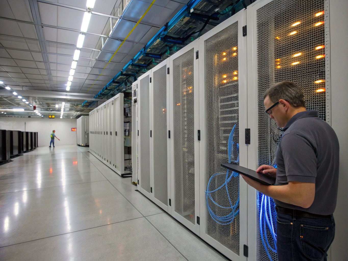 Modern data center infrastructure representing secure and fast hosting